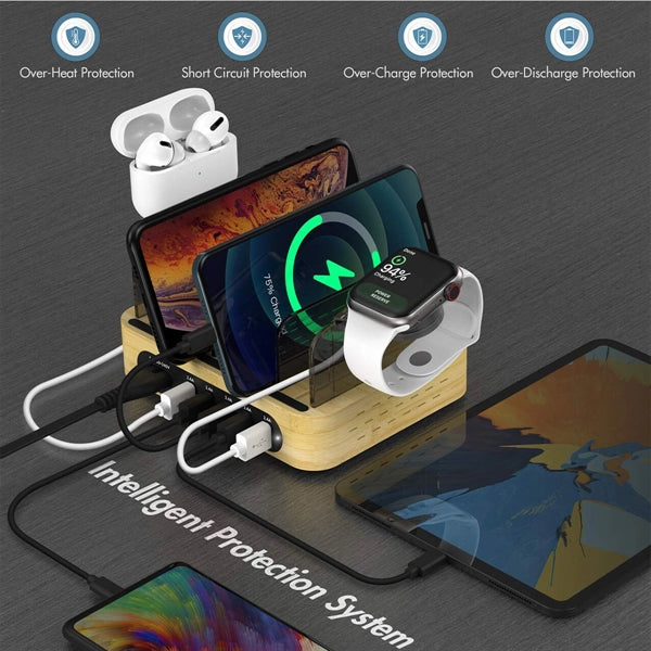 Bamboo Charging Station For Multiple Devices