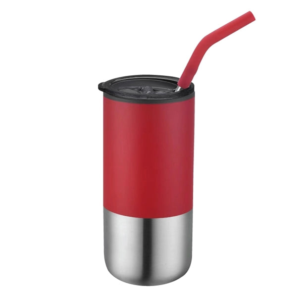 Emery 18 oz. Double Walled Stainless Steel Tumbler w/Straw