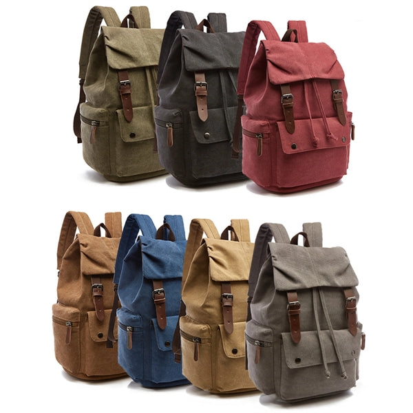 Vintage Travel Canvas Leather Backpack