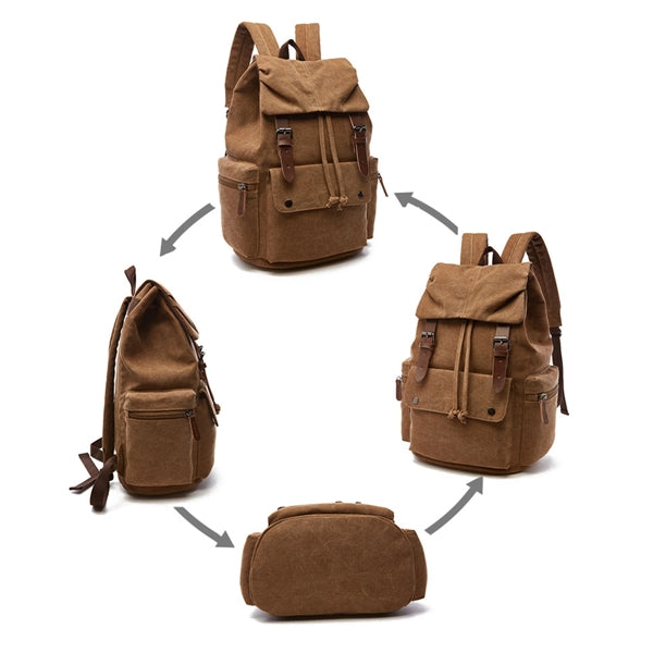 Vintage Travel Canvas Leather Backpack
