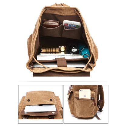 Vintage Travel Canvas Leather Backpack