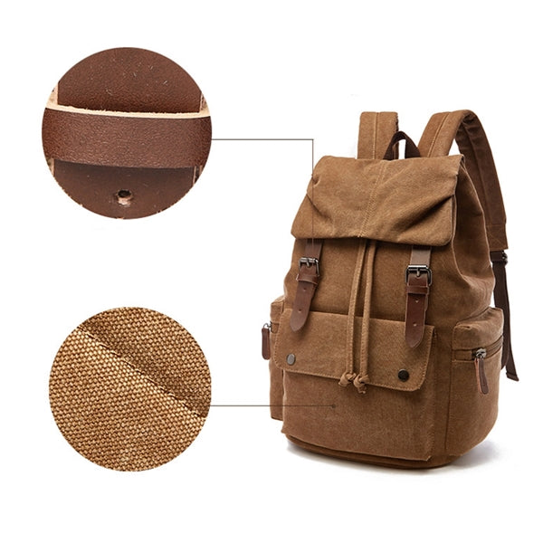 Vintage Travel Canvas Leather Backpack