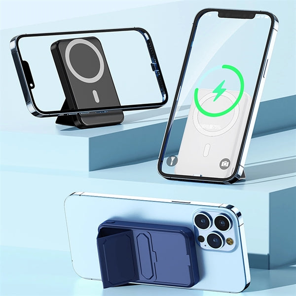 Magnetic Wireless Power Bank With Foldable Holder