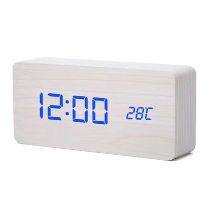 2 In 1 Wooden Alarm Clock With Temperature Display