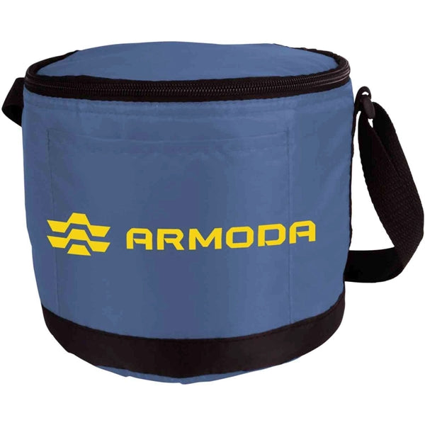 Round Cooler 6-Can Foil Inner Lining Zipper Insulated Bag
