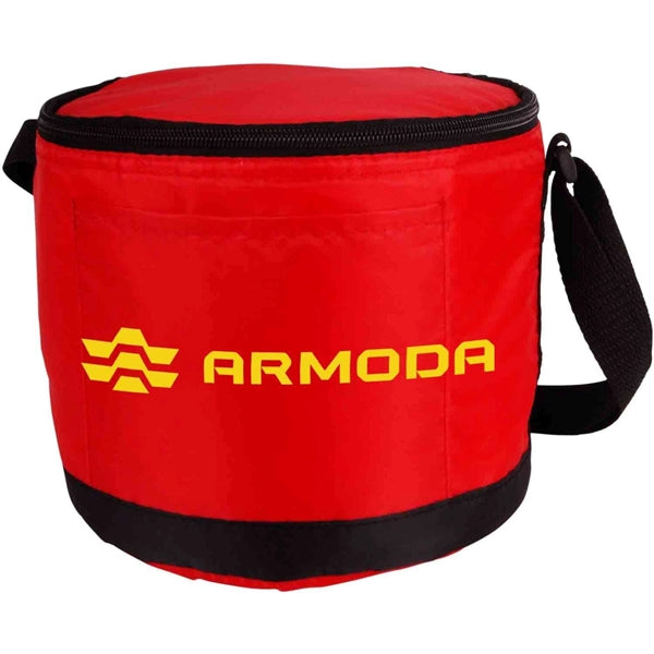 Round Cooler 6-Can Foil Inner Lining Zipper Insulated Bag