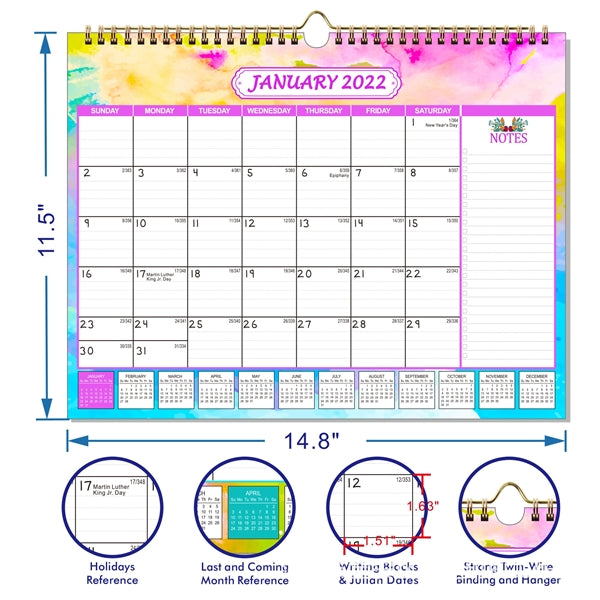 Customized Monthly Wall Calendar For Planning & Organizing