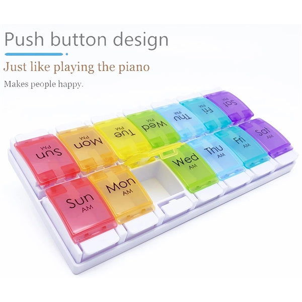 Rainbow Morning And Evening Pill Case 14 Dividers