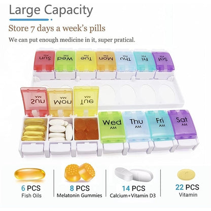 Rainbow Morning And Evening Pill Case 14 Dividers