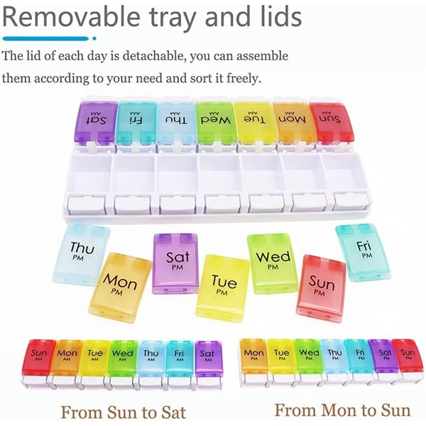 Rainbow Morning And Evening Pill Case 14 Dividers