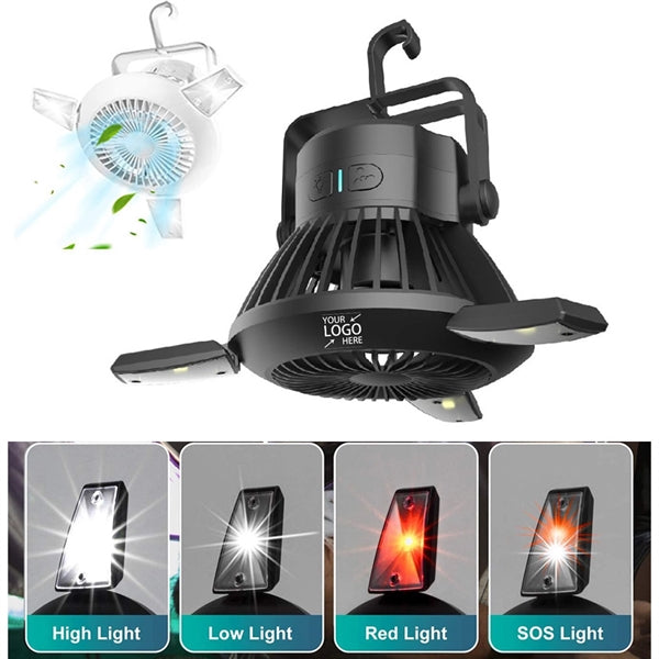 Solar Camping Fan With Led Lantern