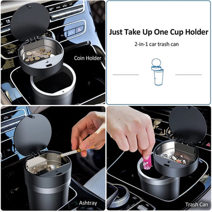 2 In 1 Car Ashtray Cup Holder Trash Can With Bags