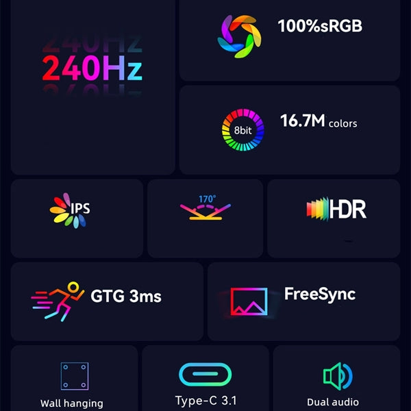 17.3" 1080P 240Hz Portable Gaming Monitor