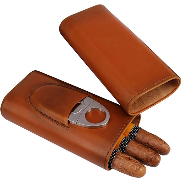 Leather Cigar Case with Cutter