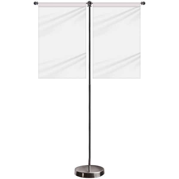 11-19.7" T Style Metal Telescopic Flagpole w/ 2 Bann