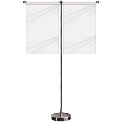 11-19.7" T Style Metal Telescopic Flagpole w/ 2 Bann