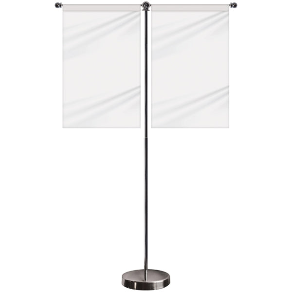 11-19.7" T Style Metal Telescopic Flagpole w/ 2 Banners