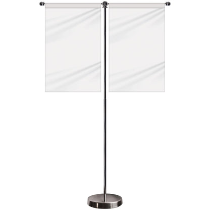11-19.7" T Style Metal Telescopic Flagpole w/ 2 Banners