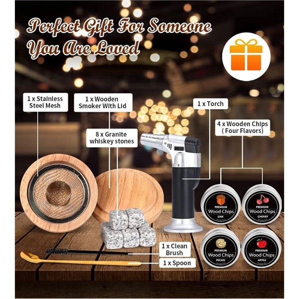 Cocktail Smoker Kit with Torch Whiskey with Ice Wine Stone