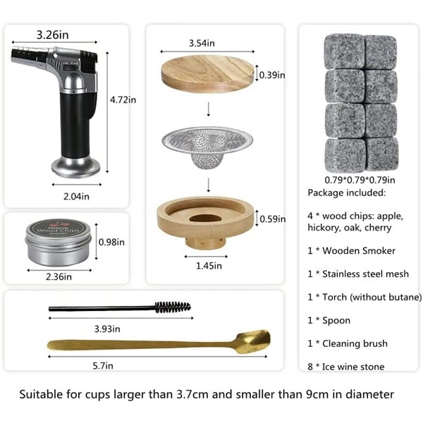 Cocktail Smoker Kit with Torch Whiskey with Ice Wine Stone