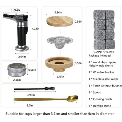 Cocktail Smoker Kit with Torch Whiskey with Ice Wine Stone