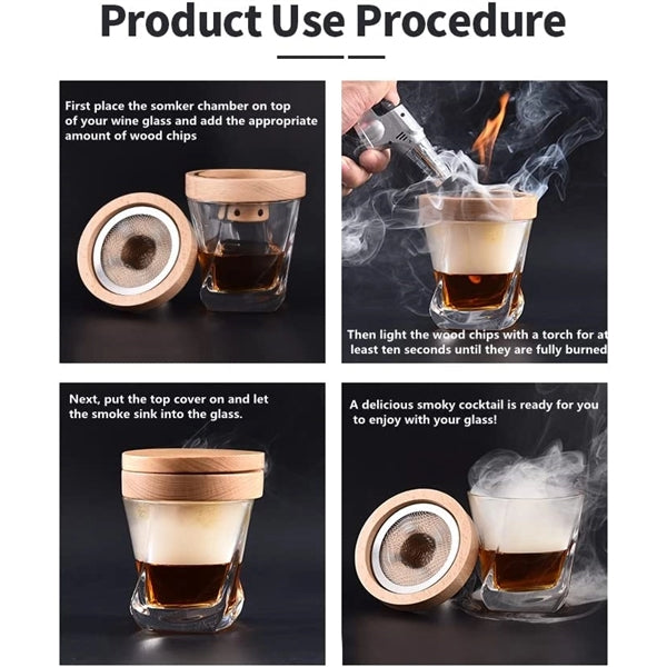 Cocktail Smoker Kit with Torch Whiskey with Ice Wine Stone