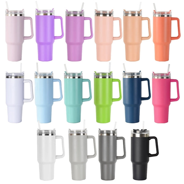 40 oz Tumbler with Handle and Straw Lid
