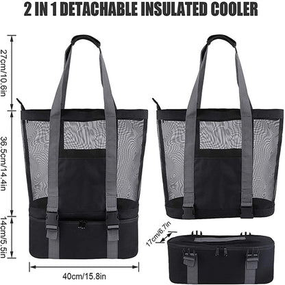 Mesh Tote Bag With Detachable Beach Cooler