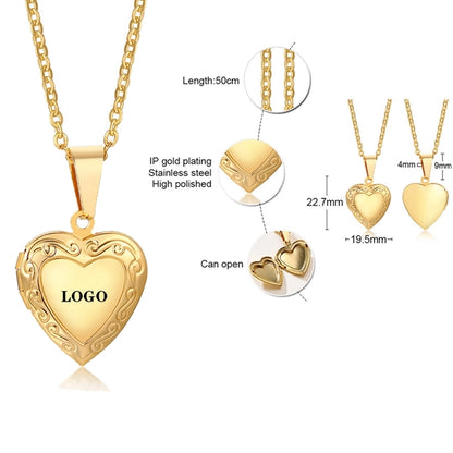 Golden Heart Shape Locket Necklace Pendant