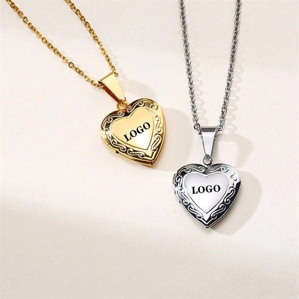 Golden Heart Shape Locket Necklace Pendant