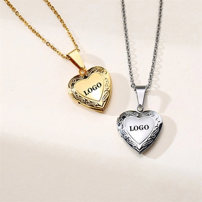 Golden Heart Shape Locket Necklace Pendant