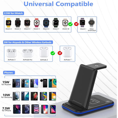 Foldable 3-in-1 Wireless Charging Station
