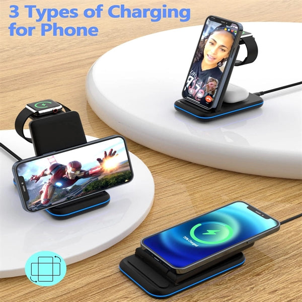 Foldable 3-in-1 Wireless Charging Station