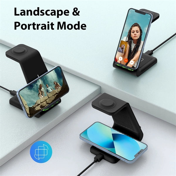 3-In-1 Wireless Charging Stand with Adapter