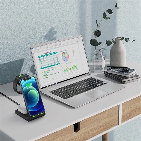 3-In-1 Wireless Charging Stand with Adapter