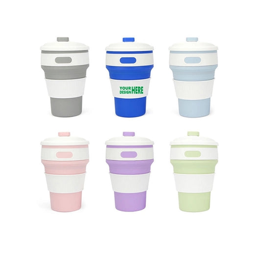 12 Oz Folding  Silicone Cup for Drinking w/ Lid