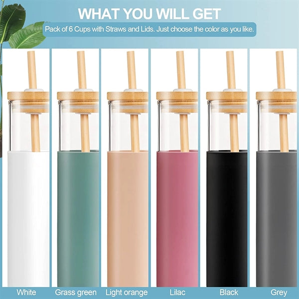 Glass bottle With Bamboo Lid and Straw 16oz