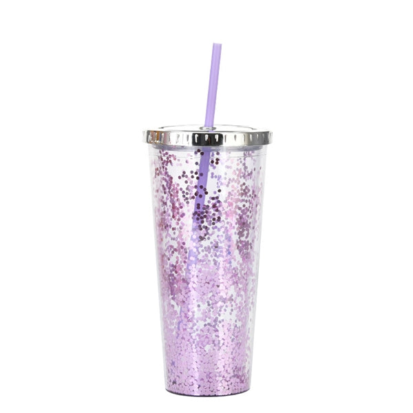 24oz Acrylic Shine Colorful Glitter Tumbler With Straw