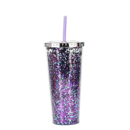 24oz Acrylic Shine Colorful Glitter Tumbler With Straw