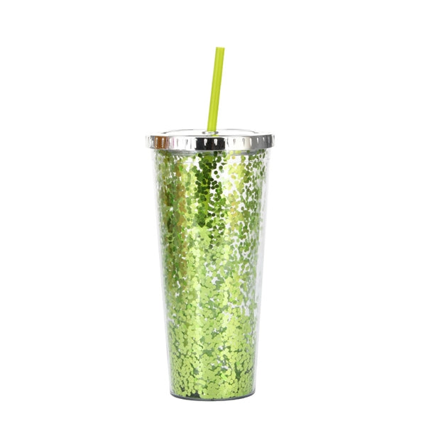 24oz Acrylic Shine Colorful Glitter Tumbler With Straw