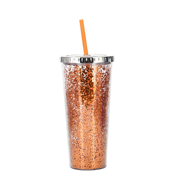 24oz Acrylic Shine Colorful Glitter Tumbler With Straw