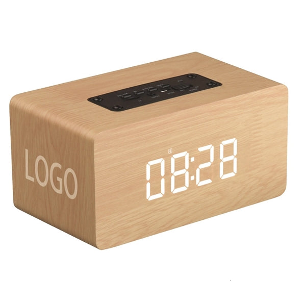 LED Wooden Speaker Alarm Clock