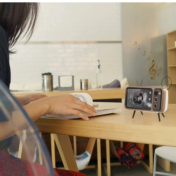 Wireless Bluetooth Speakers Retro Tv Style Stand Holder