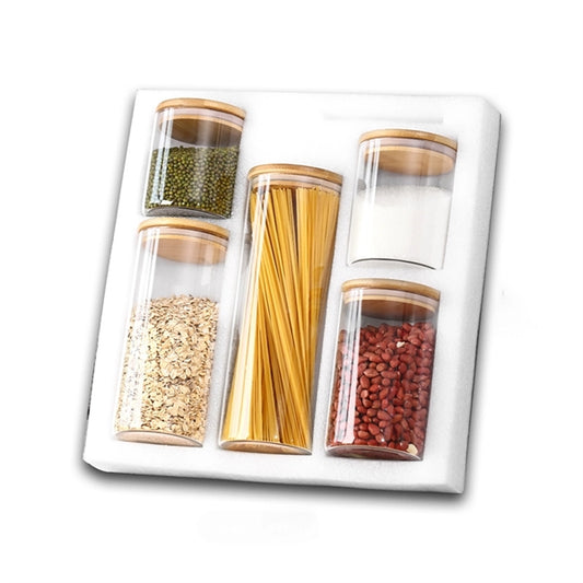 5 Pack Glass Storage Jars
