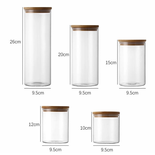 5 Pack Glass Storage Jars