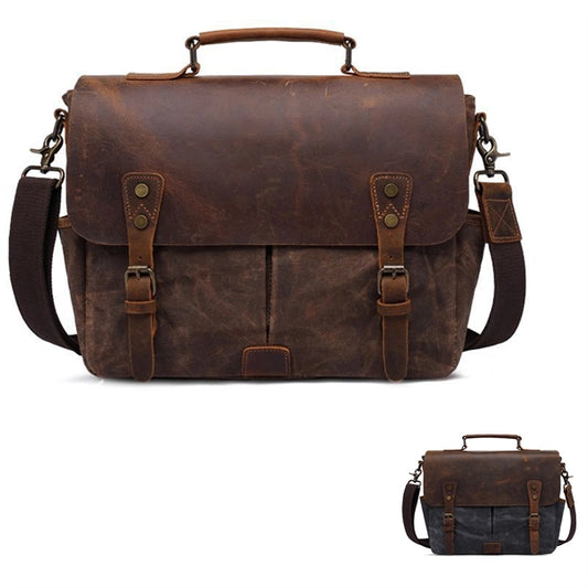 Waterproof Vintage Genuine Leather Waxed Briefcase