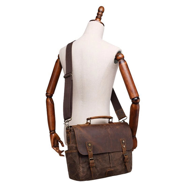 Waterproof Vintage Genuine Leather Waxed Briefcase