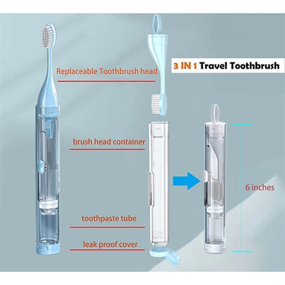 3 in 1 Portable Travel Toothbrush with Case