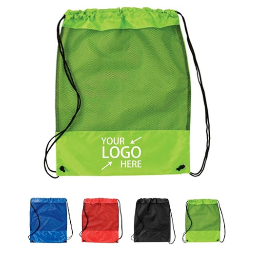 Drawstring Backpack Mesh Nylon Bag