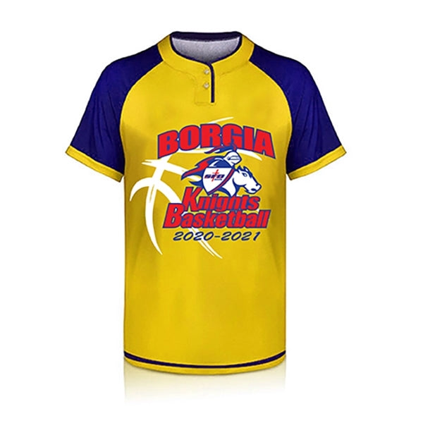 CUSTOM 2-BUTTON FRONT BASEBALL JERSEY (FULL DYE SUBLIMATED)